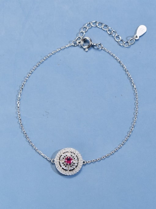 A&T Jewelry 925 Sterling Silver Cubic Zirconia Geometric Luxury Link Bracelet 2