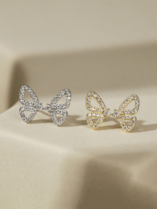 STL-Silver Jewelry 925 Sterling Silver Cubic Zirconia Butterfly Dainty Stud Earring 2
