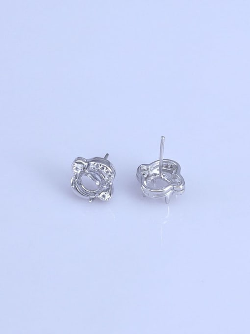 Supply 925 Sterling Silver 18K White Gold Plated Round Earring Setting Stone size: 6*6mm 1
