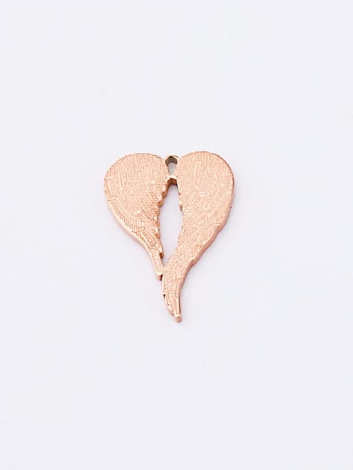 Rose Gold Stainless steel  heart-shaped angel wings feathers Pendant