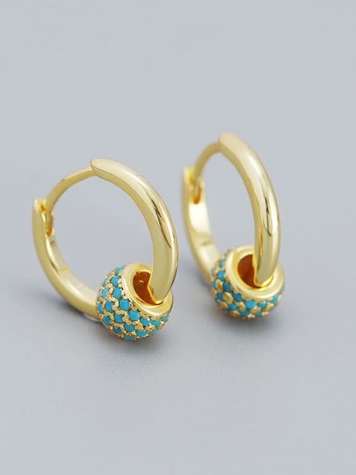 Gold (Turquoise) 925 Sterling Silver Cubic Zirconia Geometric Dainty Stud Earring