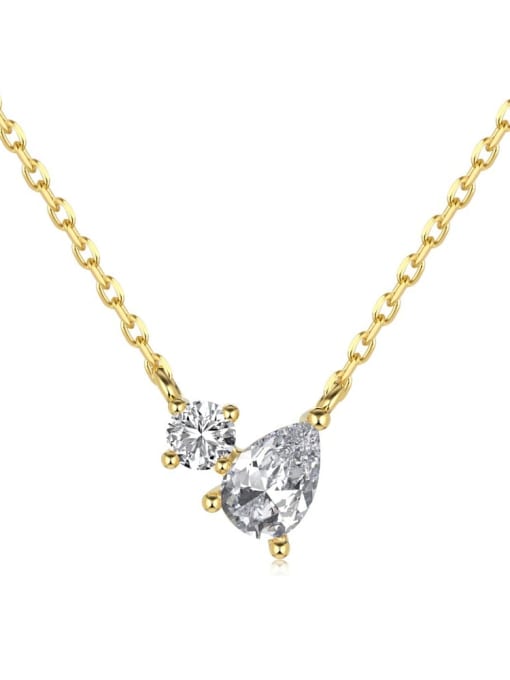 gold DY190755 S G WH 925 Sterling Silver Cubic Zirconia Water Drop Dainty Necklace
