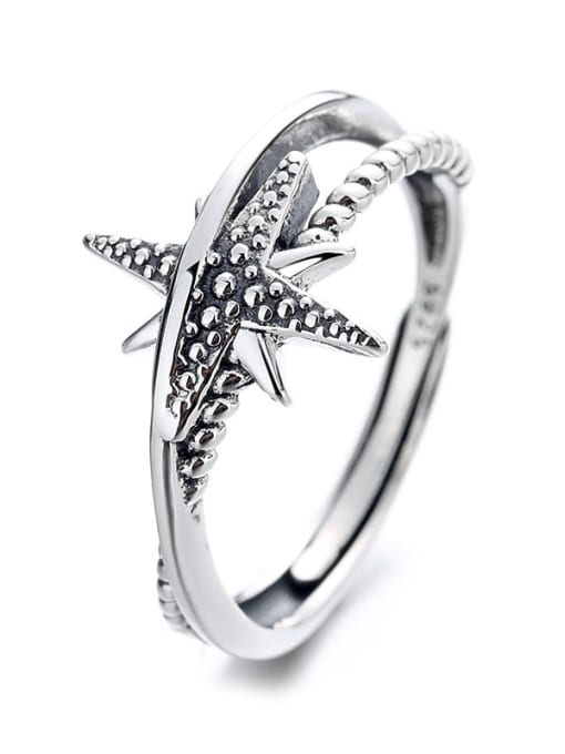 TAIS 925 Sterling Silver Star Vintage Band Ring 2