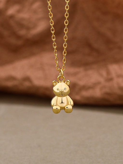 A379A Gold 925 Sterling Silver Bear Vintage Necklace