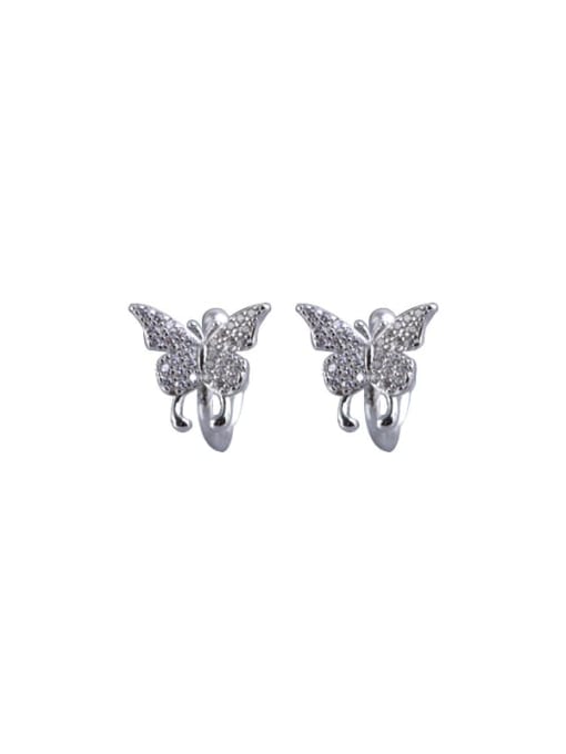 E2137 (ear clip type) Platinum 925 Sterling Silver Butterfly Cute Stud Earring
