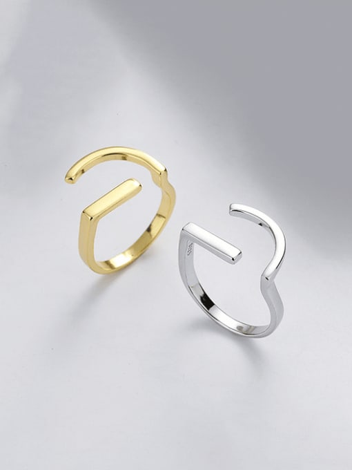 TAIS 925 Sterling Silver Geometric Minimalist Band Ring 0
