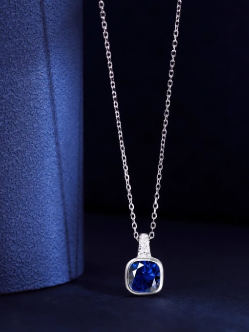 STL-Silver Jewelry 925 Sterling Silver Cubic Zirconia Geometric Minimalist Necklace 1