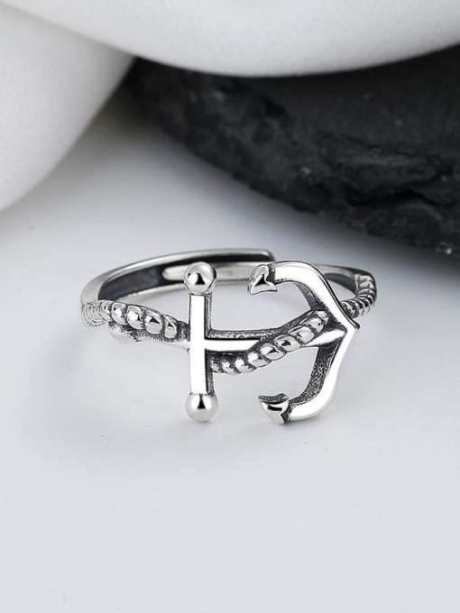 TAIS 925 Sterling Silver Anchor Vintage Band Ring 2