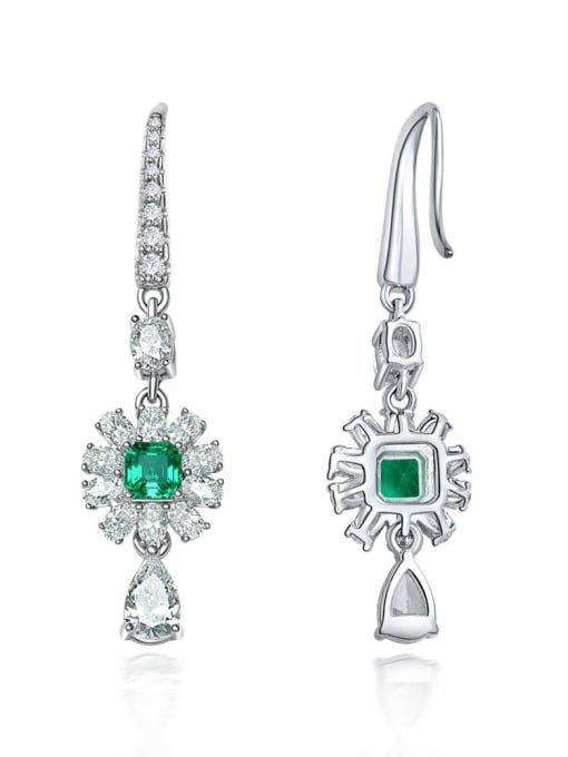 green 925 Sterling Silver High Carbon Diamond Green Water Drop Luxury Drop Earring