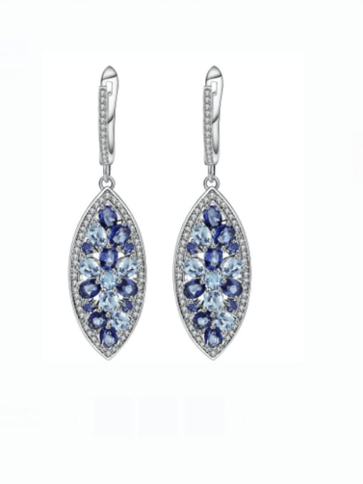 Natural Caibao Earrings 925 Sterling Silver Natural  Topaz Geometric Luxury Drop Earring