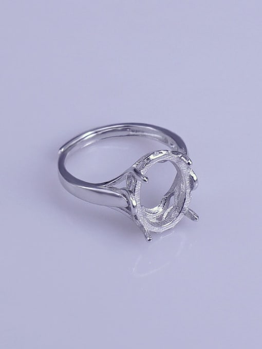 Supply 925 Sterling Silver 18K White Gold Plated Geometric Ring Setting Stone size: 10*13mm 2