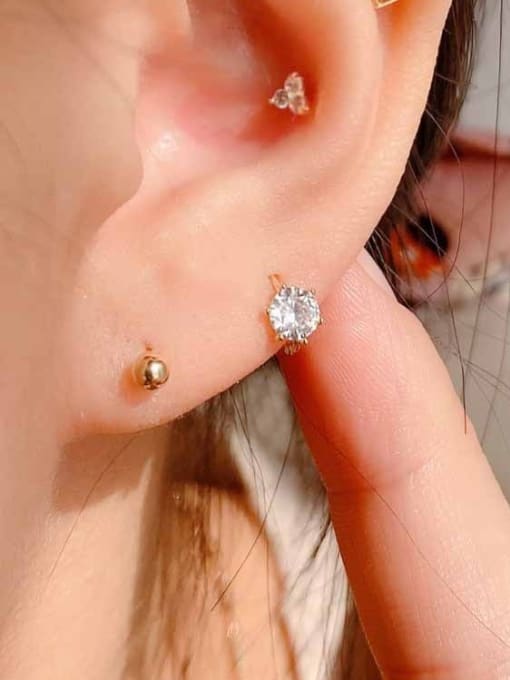 ZEMI 925 Sterling Silver Cubic Zirconia Geometric Minimalist Huggie Earring 2