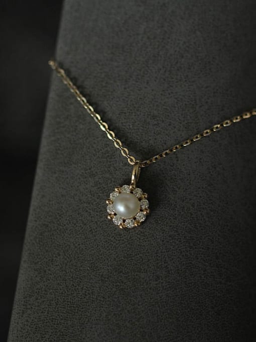 ZEMI 925 Sterling Silver Imitation Pearl Flower Dainty Necklace 0