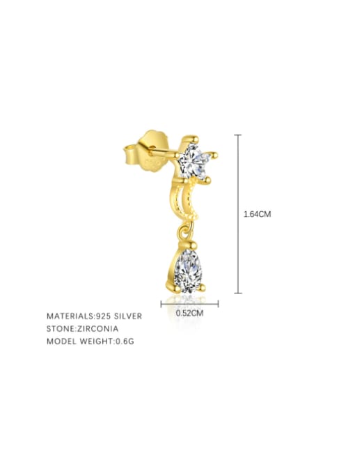 E5119 Gold Single 925 Sterling Silver Cubic Zirconia Minimalist Water Drop  Earring and Necklace Set