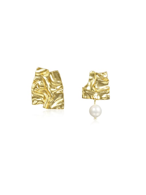 E3487 gold 925 Sterling Silver Imitation Pearl Geometric Vintage Drop Earring