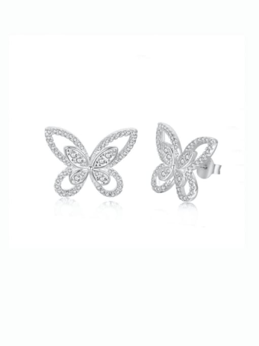 Platinum DY1D0198 925 Sterling Silver Cubic Zirconia Butterfly Luxury Hook Earring