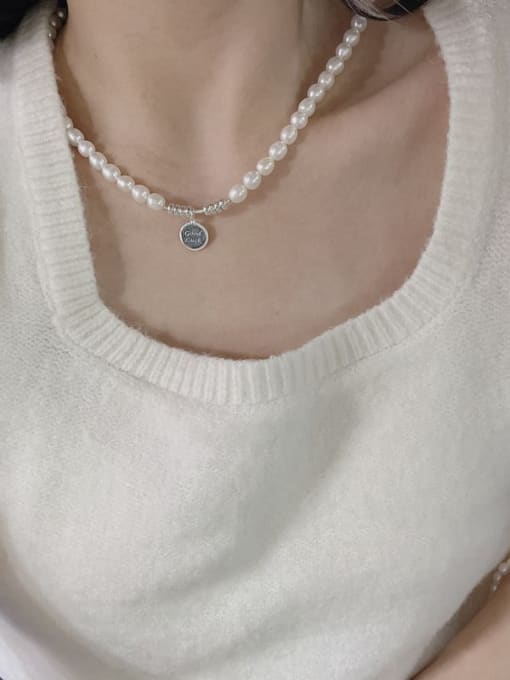 ARTTI 925 Sterling Silver Freshwater Pearl Round Vintage Necklace 1