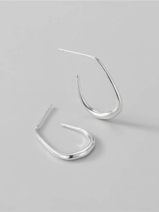 ARTTI 925 Sterling Silver Geometric Minimalist  U-Shaped Stud Earring 0