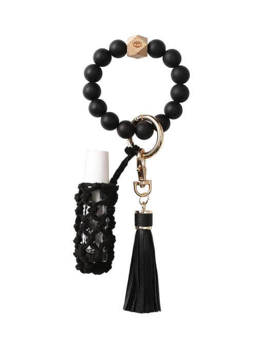Black Silicone beads + perfume bottle+hand-woven key chain/bracelet