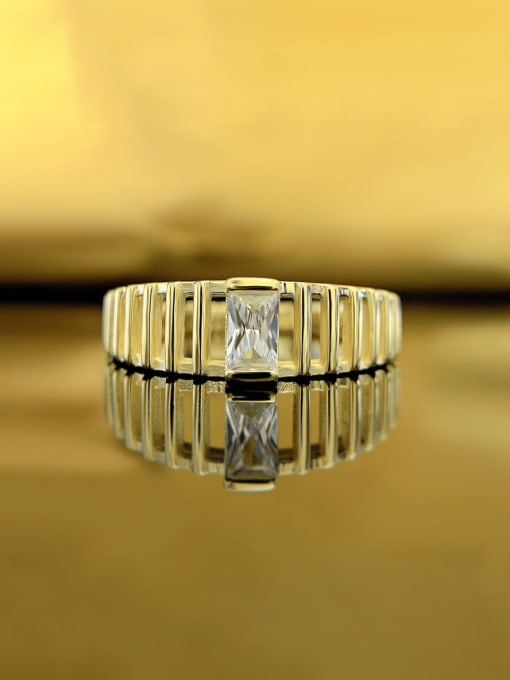 R533 Gold 925 Sterling Silver Cubic Zirconia Geometric Minimalist Band Ring