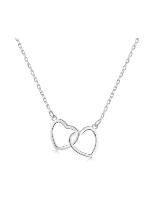 DY190362 S W NA 925 Sterling Silver Hollow Heart Minimalist Necklace