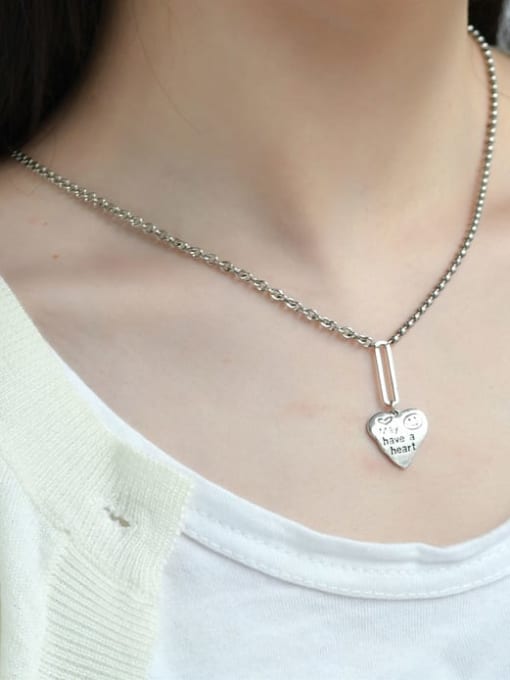 ARTTI 925 Sterling Silver Bead Chain  Vintage Heart  Letter Pendant Necklace 1