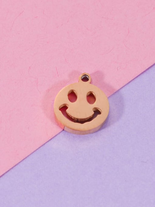 rose gold Stainless steel Round Smiley Minimalist Pendant