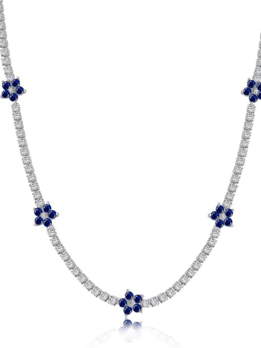 STL-Silver Jewelry 925 Sterling Silver Cubic Zirconia Flower Luxury Necklace 0