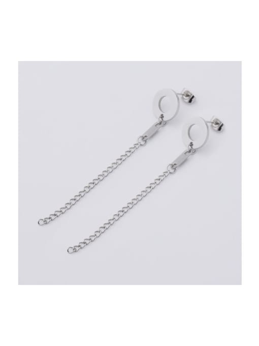 Steel color Stainless steel Geometric chain Trend Threader Earring