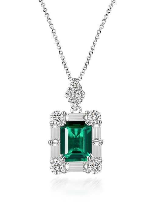 Cultivating Emerald 【 P 2466 】 925 Sterling Silver Cubic Zirconia Geometric Luxury Necklace