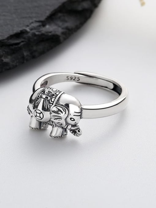 TAIS 925 Sterling Silver Elephant Vintage Band Ring 2