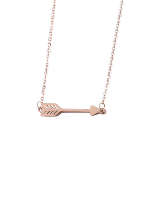 Rose Gold Stainless steel Feather Arrow Dainty Necklace