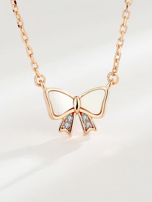 Rose Gold 925 Sterling Silver Shell Butterfly Minimalist Necklace