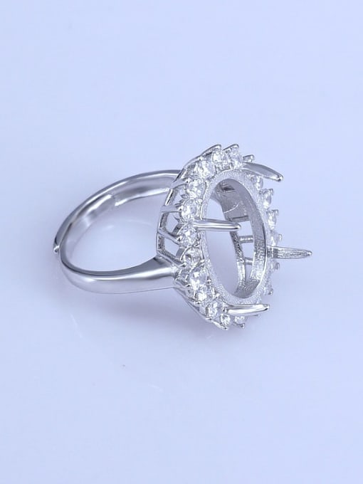 Supply 925 Sterling Silver 18K White Gold Plated Geometric Ring Setting Stone size: 8*10 10*13 12*15 12*16 13*18 15*20MM 2