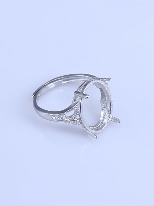 Supply 925 Sterling Silver 18K White Gold Plated Round Ring Setting Stone size: 9*11 10*12 12*16 13*17MM 2