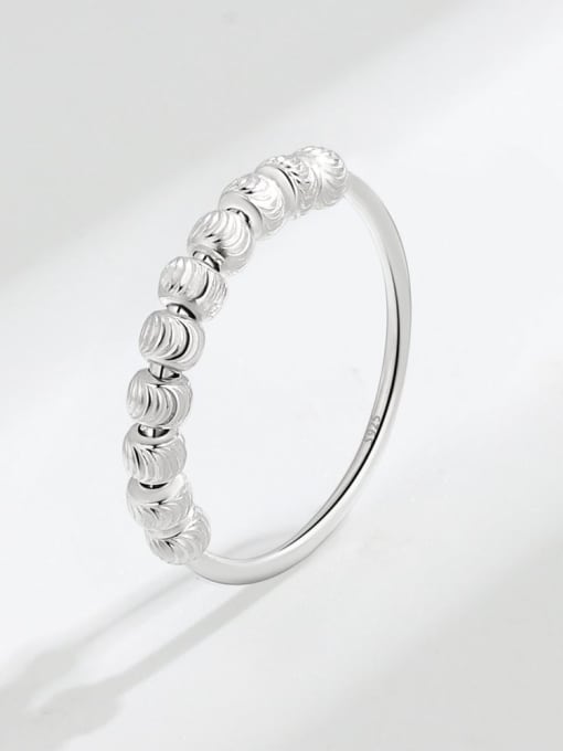 silvery 925 Sterling Silver  Rotate  Bead Geometric Minimalist Band Ring