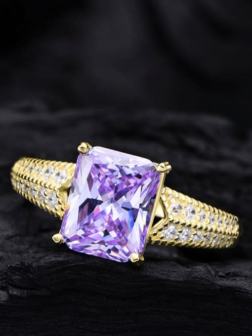 Purple Diamond 8 925 Sterling Silver High Carbon Diamond Geometric Luxury Band Ring