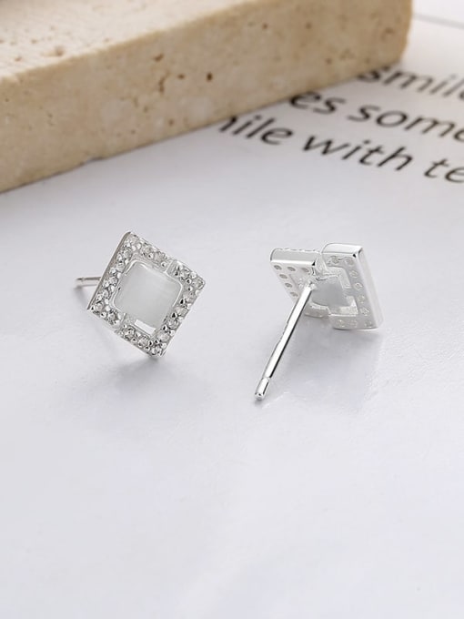 TAIS 925 Sterling Silver Crystal Geometric Dainty Stud Earring 3
