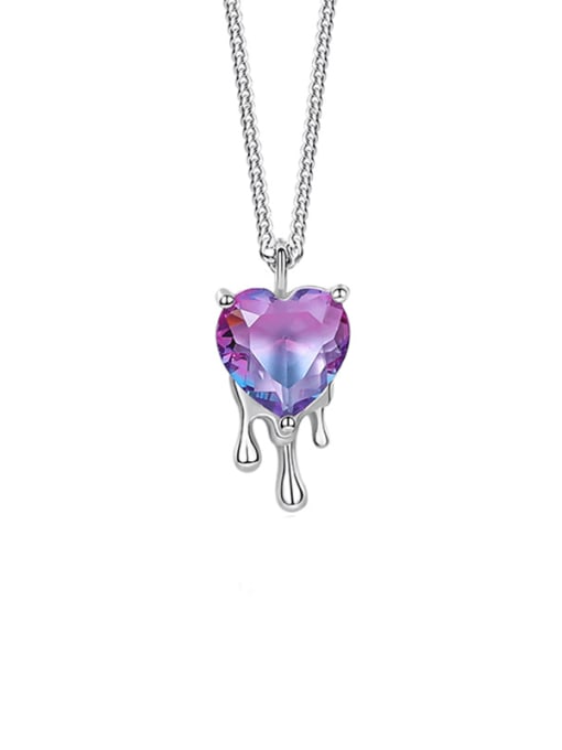 YUANFAN 925 Sterling Silver Cubic Zirconia Heart Trend Necklace