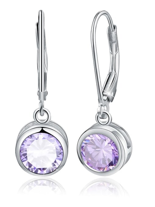 Color changing ESB0013B11 925 Sterling Silver Cubic Zirconia Geometric Dainty Hook Earring
