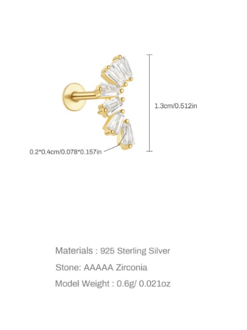 Single Gold 5 925 Sterling Silver Cubic Zirconia Geometric Trend Single Earring