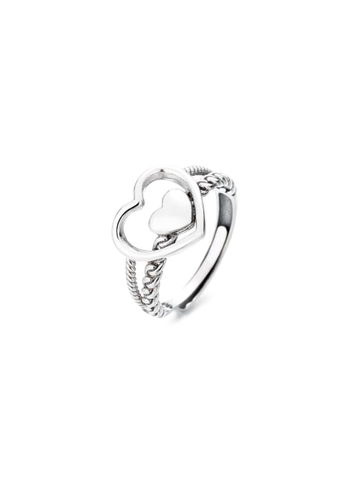 TAIS 925 Sterling Silver Heart Vintage Band Ring 0