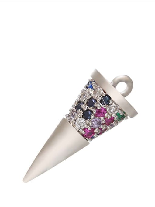 Platinum color diamond Brass Horn Pendant with Micro-Set Fancy Diamonds