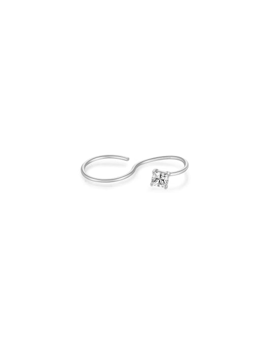 MZ- Silver 925 Sterling Silver Cubic Zirconia Geometric Dainty Band Ring