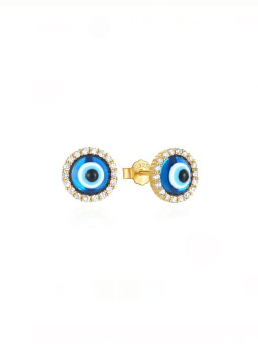 Gold earrings 925 Sterling Silver Cubic Zirconia Minimalist Evil Eye Earring and Necklace Set
