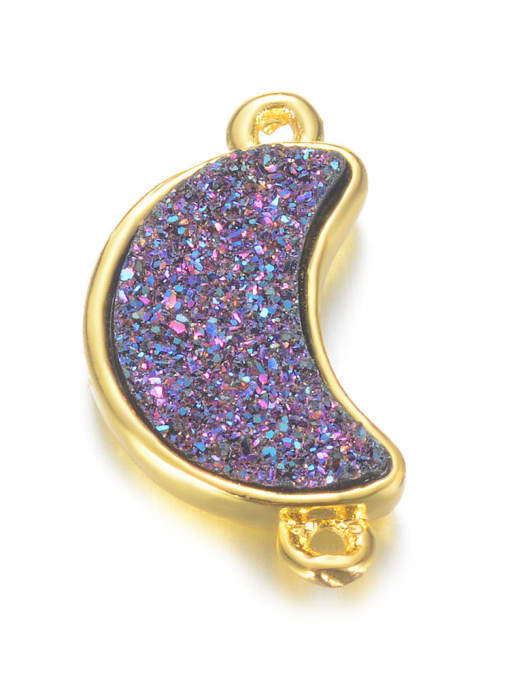violet Copper Alloy Crystal Moon Charm Height : 9mm , Width: 18.5mm