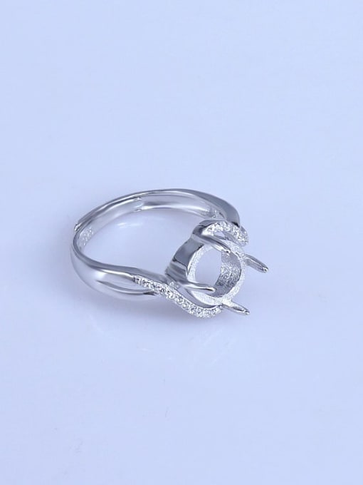 Supply 925 Sterling Silver 18K White Gold Plated Geometric Ring Setting Stone size: 8*10mm 2