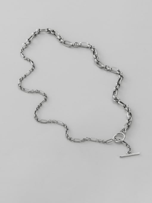 ARTTI 925 Sterling Silver Irregular Vintage Asymmetric chain Necklace 0