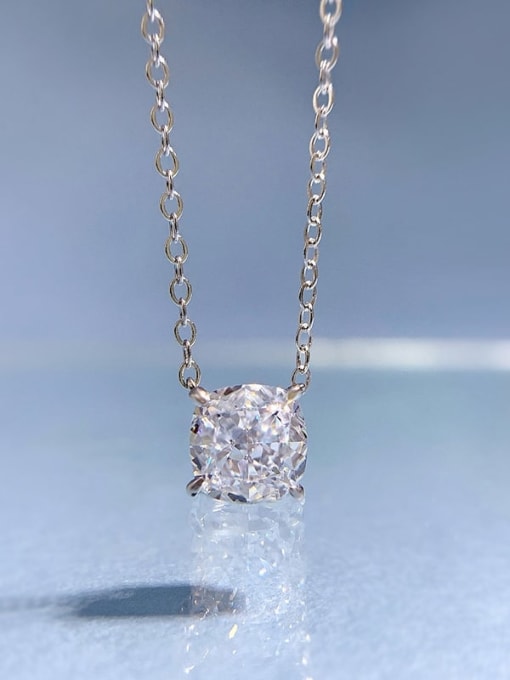 M&J 925 Sterling Silver High Carbon Diamond Square Dainty Necklace 3