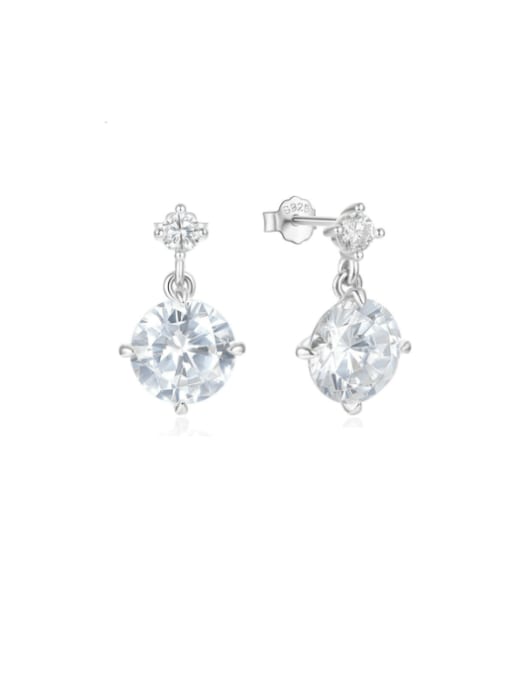 YUANFAN 925 Sterling Silver Cubic Zirconia Geometric Minimalist Drop Earring 2